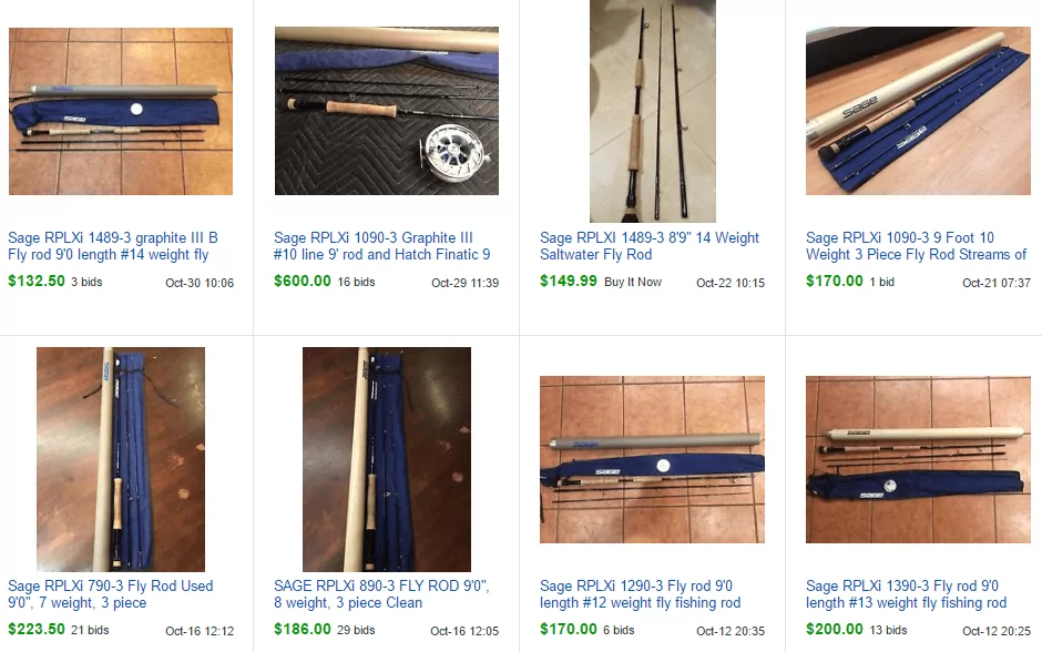 example of fly rods on ebay