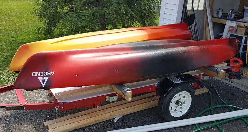 bottom deck of the diy kayak trailer finished 2