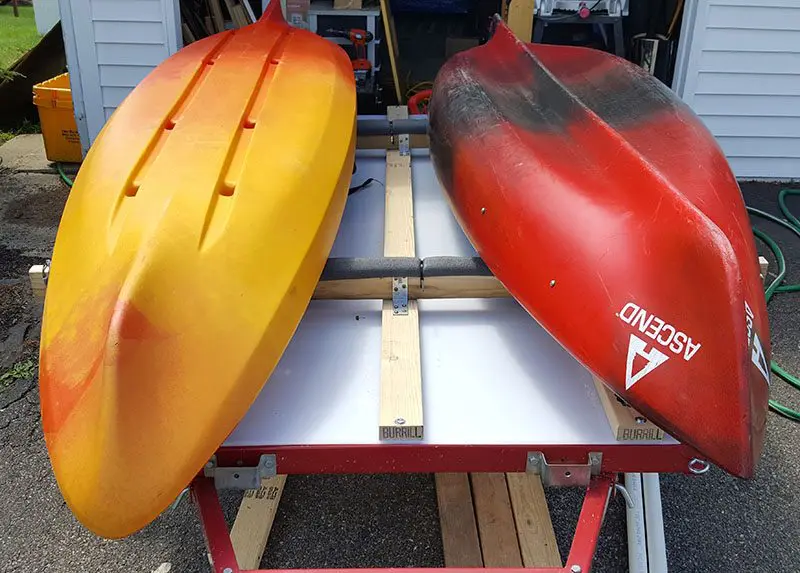 bottom deck of the diy kayak trailer finished