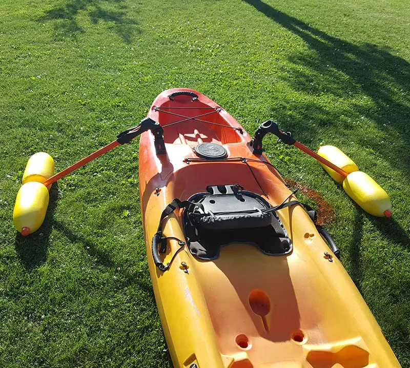 diy kayak outriggers finished