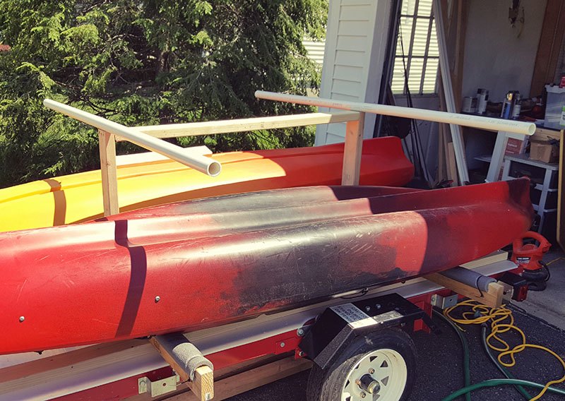 diy kayak trailer top tubes installed