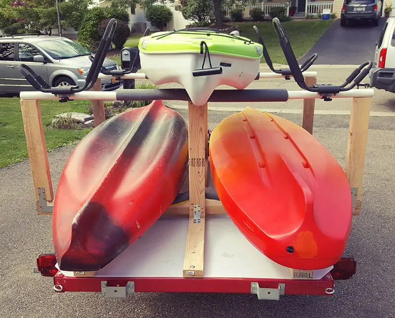 rear view of finished kayak trailer