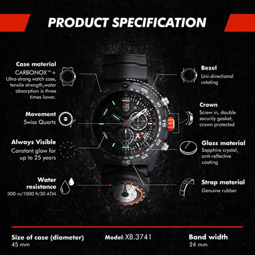 Bear Grylls Luminox 3741 Master Series Watch specs